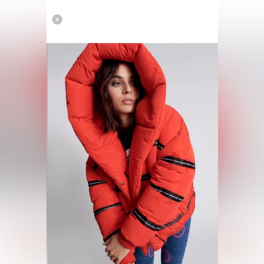 One Teaspoon Bold Red Puffer Jacket brand new with tags